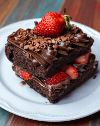 Delicioso Brownie con Fresas Un Postre Irresistible de Nuestra Cafetería